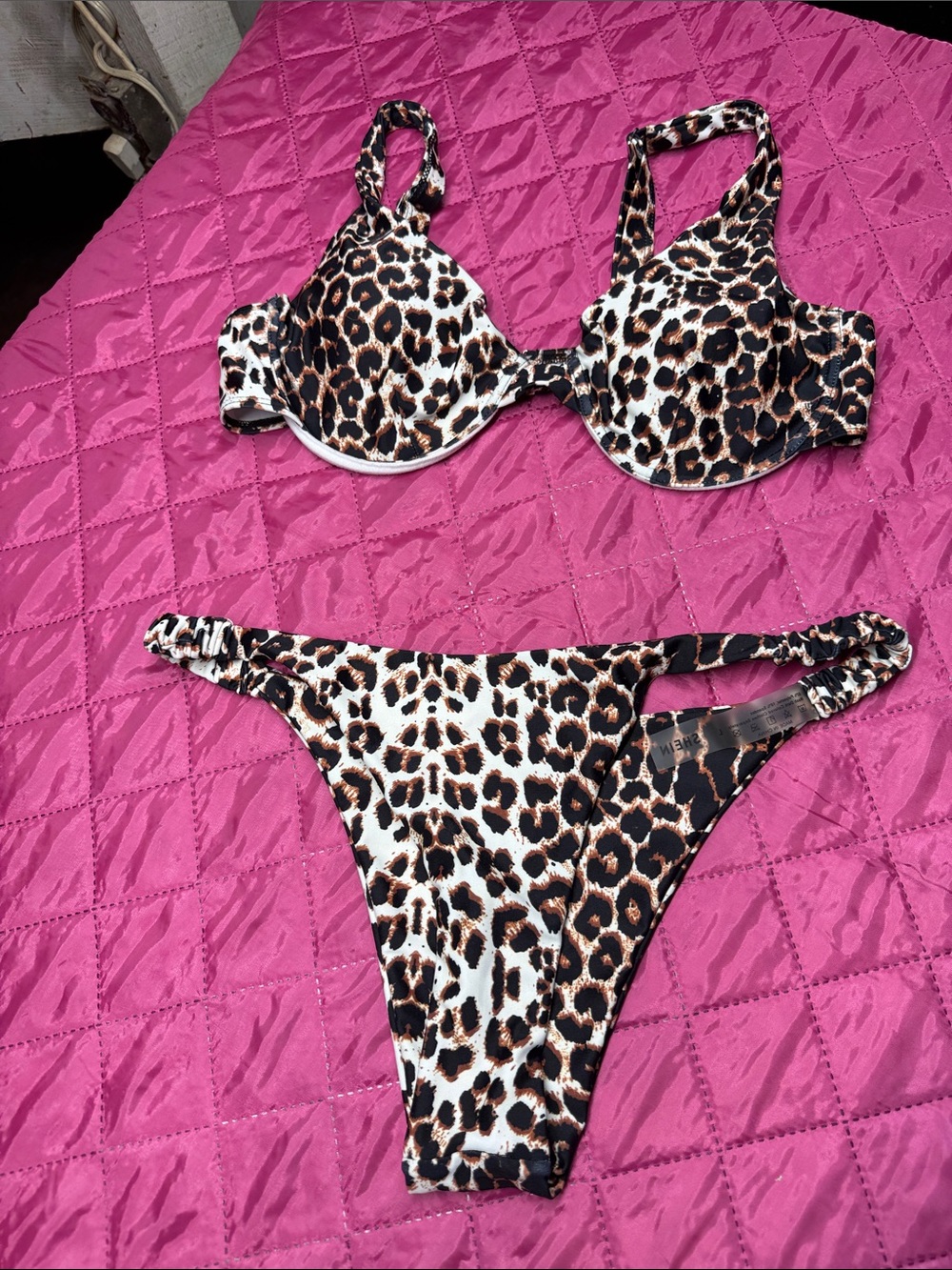 SHEIN size large Leopard Print Underwire Bikini Set - Women's Swim